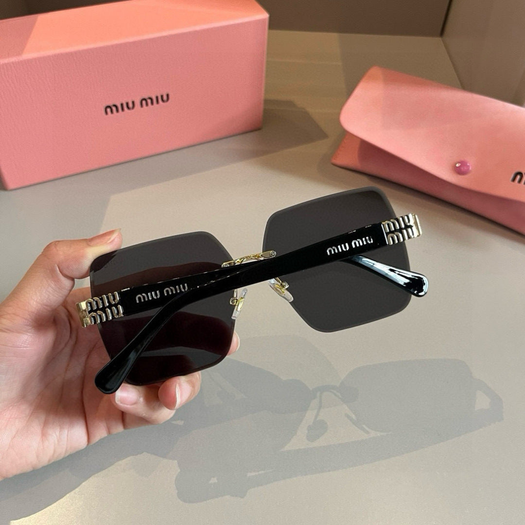 Miu Miu Lightweight Rimless Gold Lens Sunglasses for Women - detail image 6