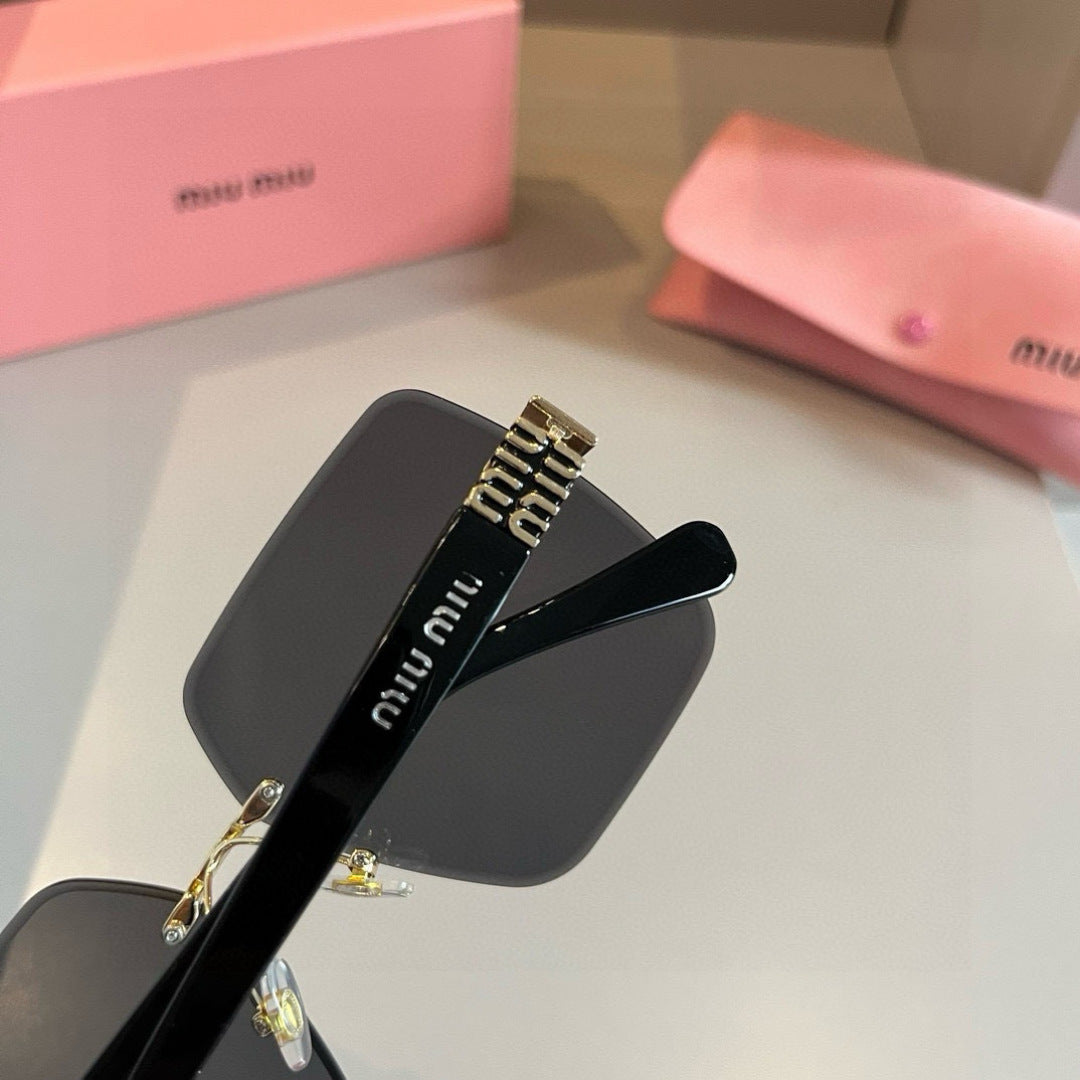 Miu Miu Lightweight Rimless Gold Lens Sunglasses for Women - detail image 5
