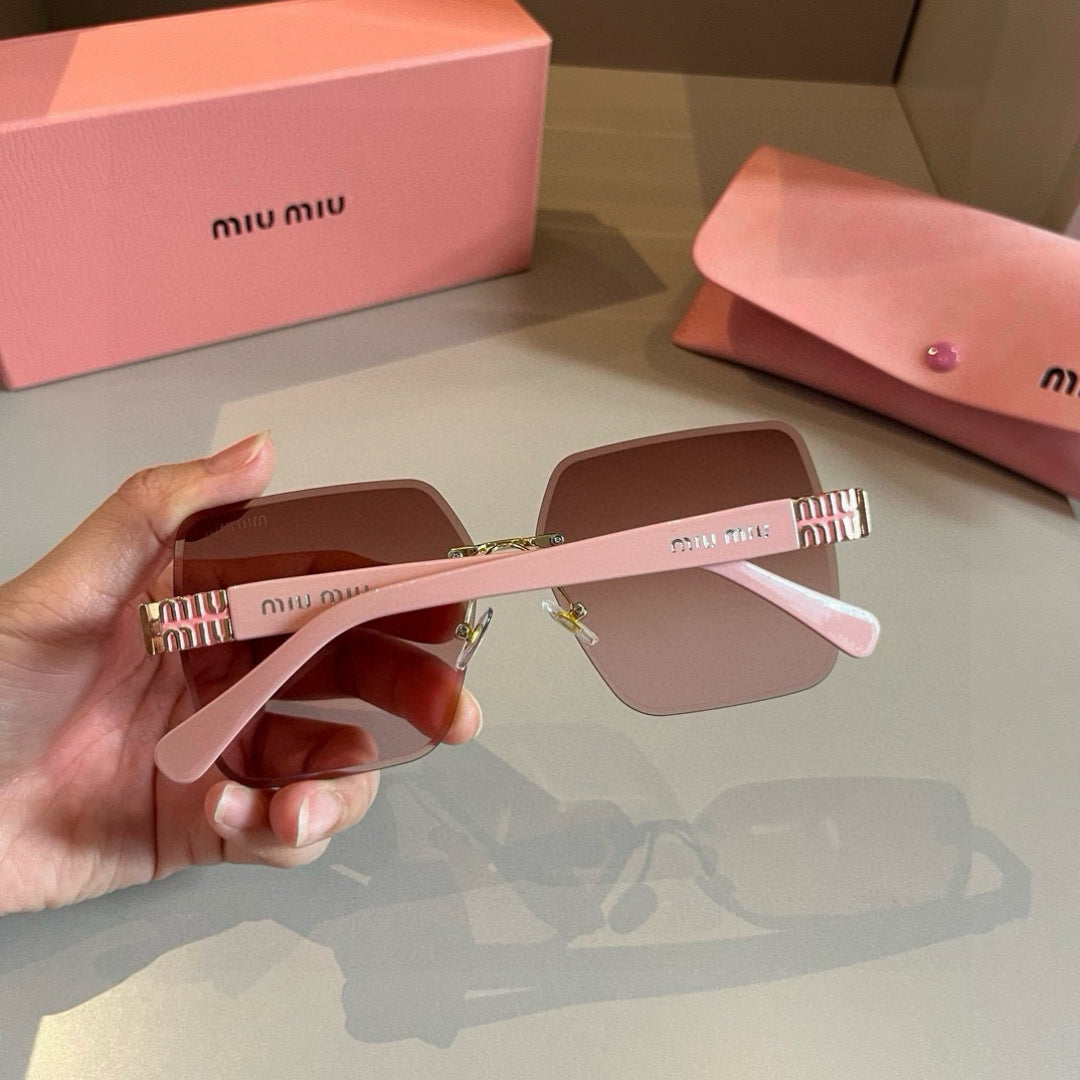 Miu Miu Lightweight Rimless Red Lens Sunglasses for Women - detail image 7