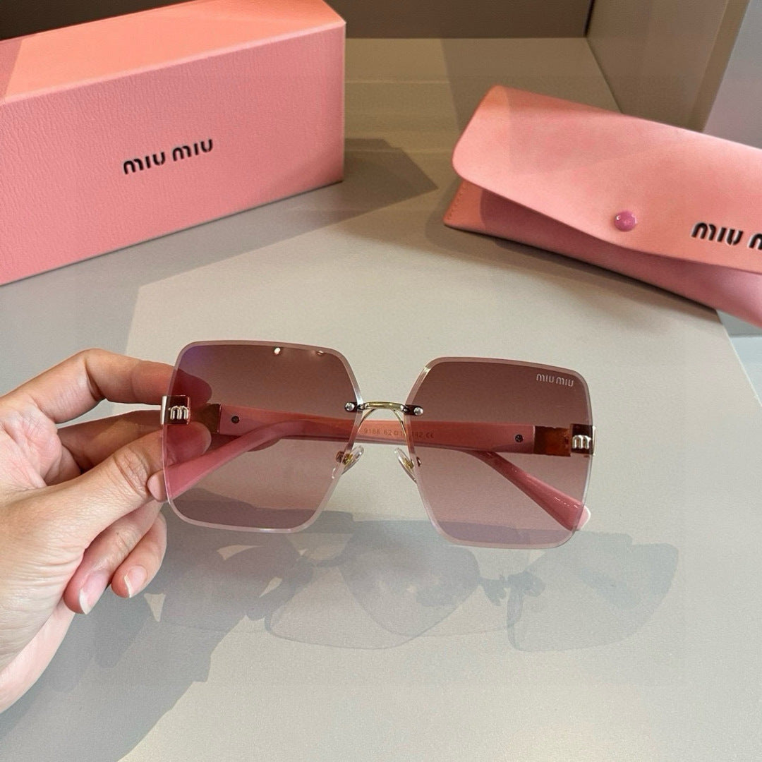 Miu Miu Lightweight Rimless Red Lens Sunglasses for Women - detail image 4