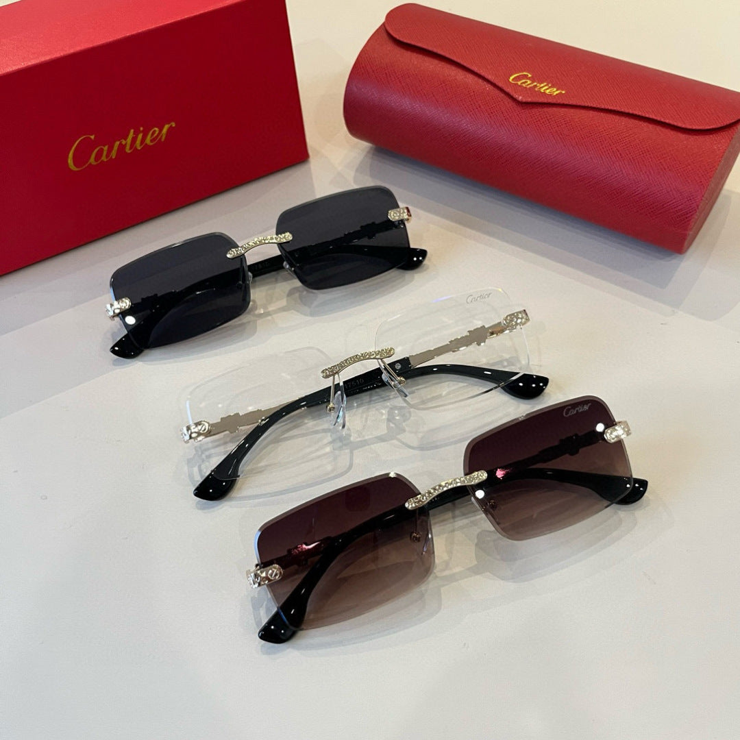 Cartier Lightweight Metal Rimless Silver Lens Sunglasses for Men & Wo - 998271 - detail image 10