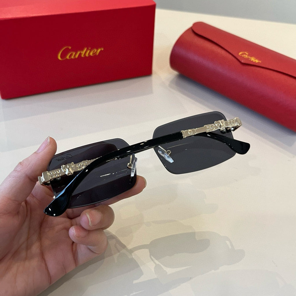 Cartier Lightweight Metal Rimless Silver Lens Sunglasses for Men & Wo - 998272 - detail image 8