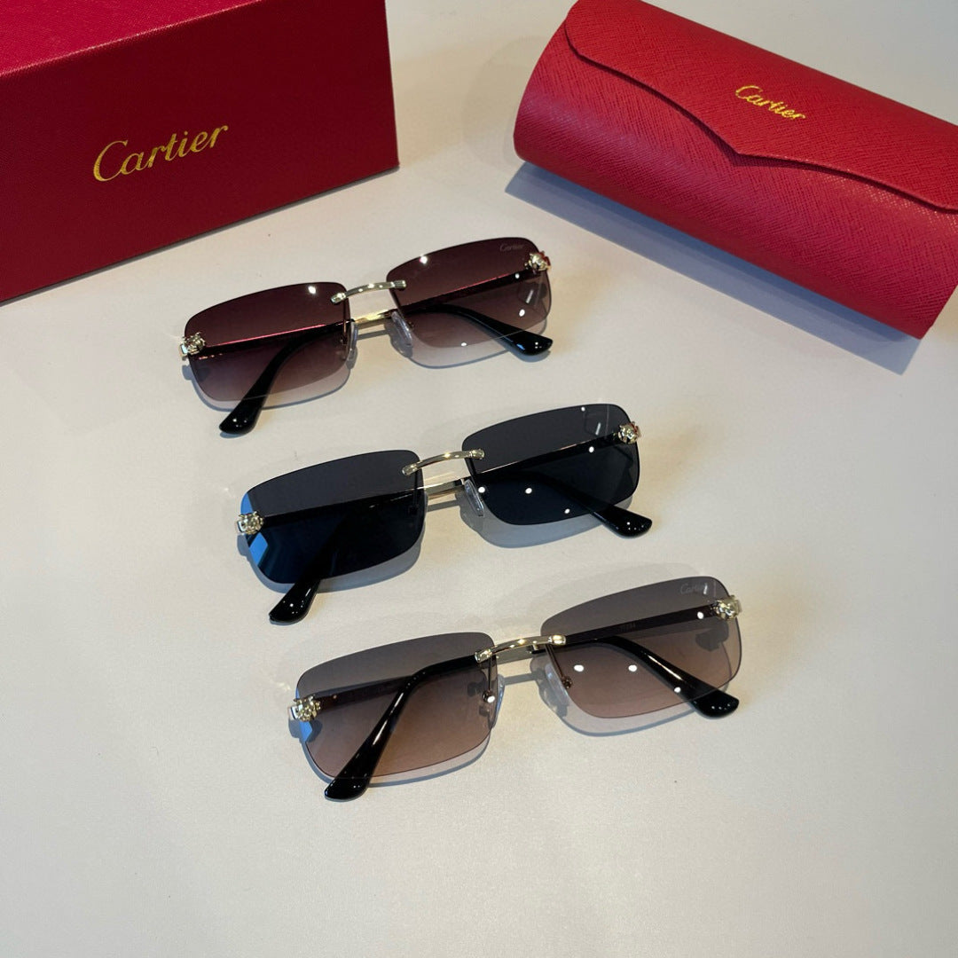 Cartier Lightweight Metal Rimless Red Lens Sunglasses for Men & Women - 998273 - detail image 9