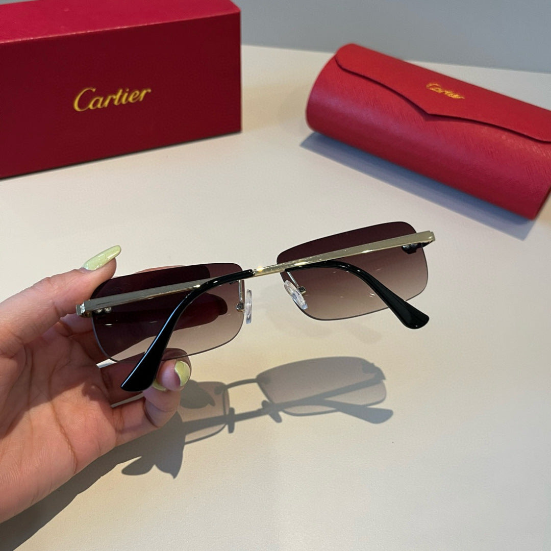 Cartier Lightweight Metal Rimless Red Lens Sunglasses for Men & Women - 998273 - detail image 6
