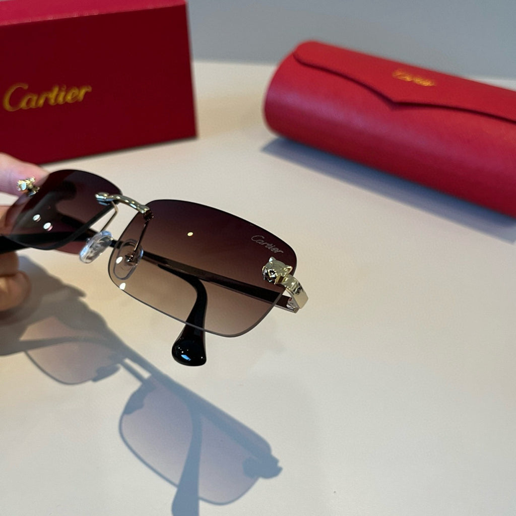 Cartier Lightweight Metal Rimless Red Lens Sunglasses for Men & Women - 998273 - detail image 7