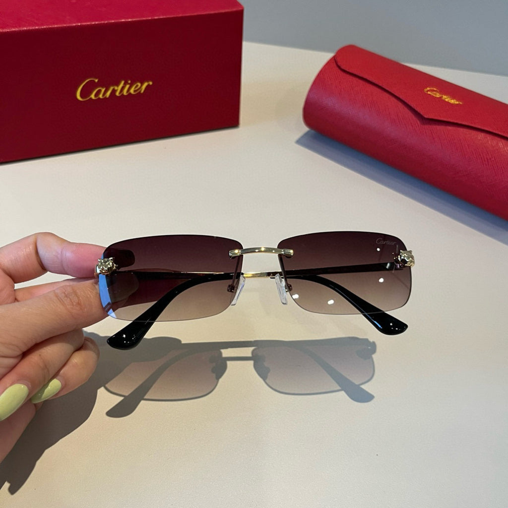 Cartier Lightweight Metal Rimless Red Lens Sunglasses for Men & Women - 998273 - detail image 4