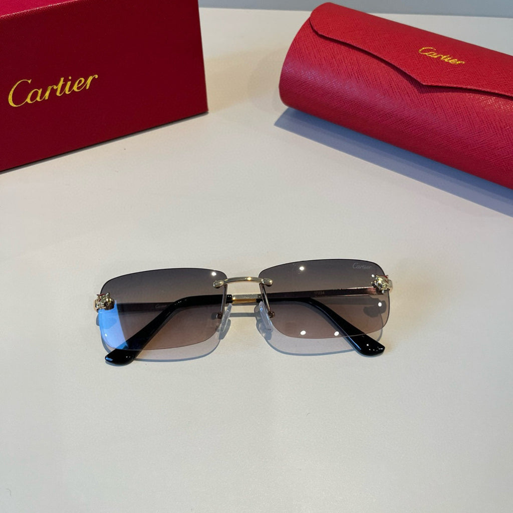 Cartier Lightweight Metal Rimless Brown Lens Sunglasses for Men & Wom - 998275 - detail image 7