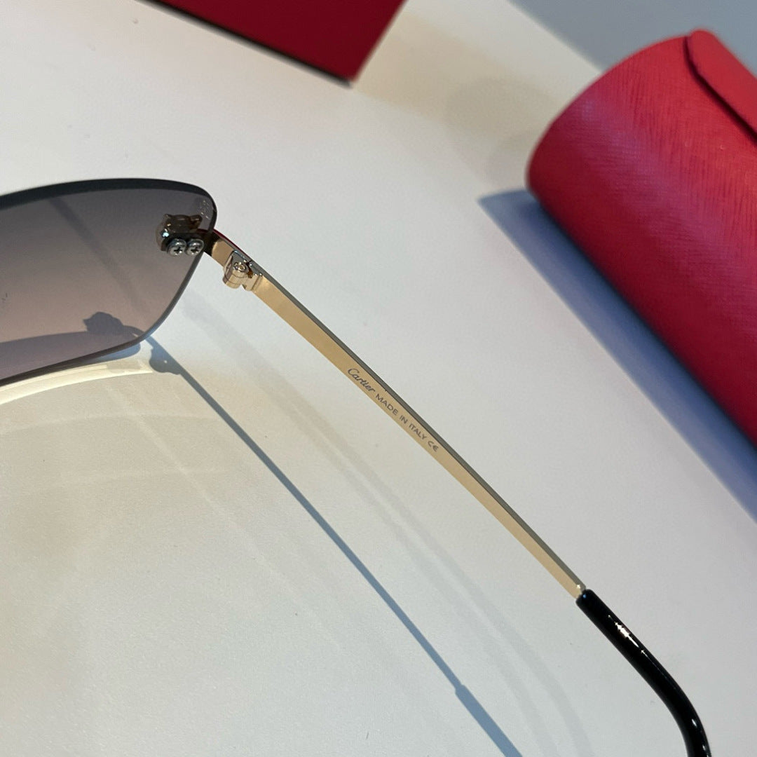 Cartier Lightweight Metal Rimless Brown Lens Sunglasses for Men & Wom - 998275 - detail image 4