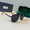 Gucci Metal Aviator Black Lens Sunglasses for Men & Women - 997591