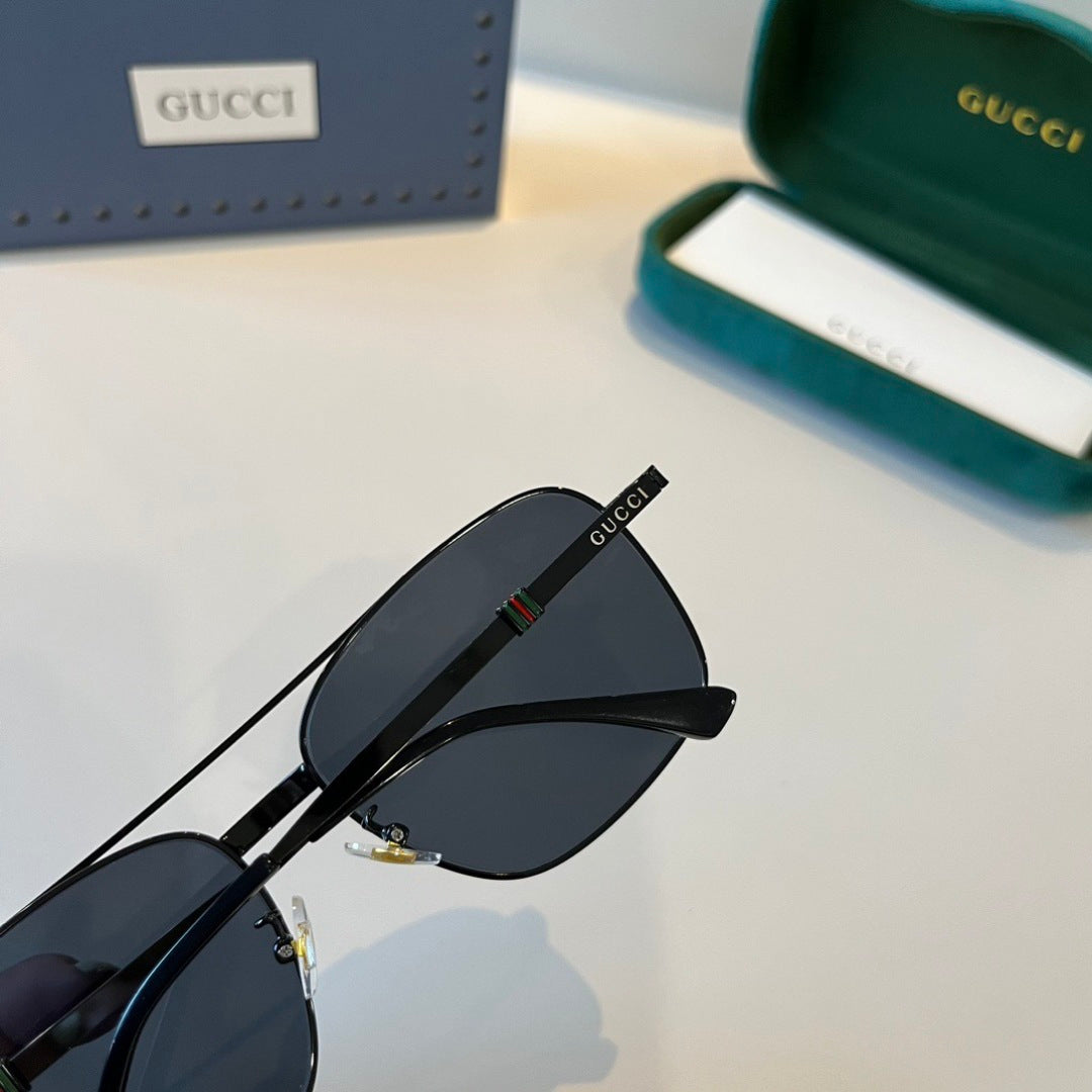 Gucci Metal Aviator Black Lens Sunglasses for Men & Women - 997591 - detail image 7