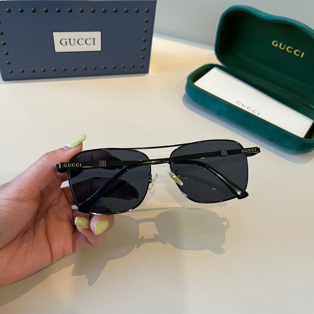 Gucci Metal Aviator Black Lens Sunglasses for Men & Women - 997591 - detail image 8
