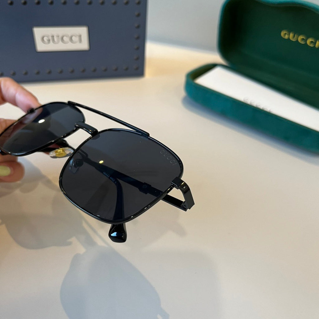 Gucci Metal Aviator Black Lens Sunglasses for Men & Women - 997591 - detail image 9