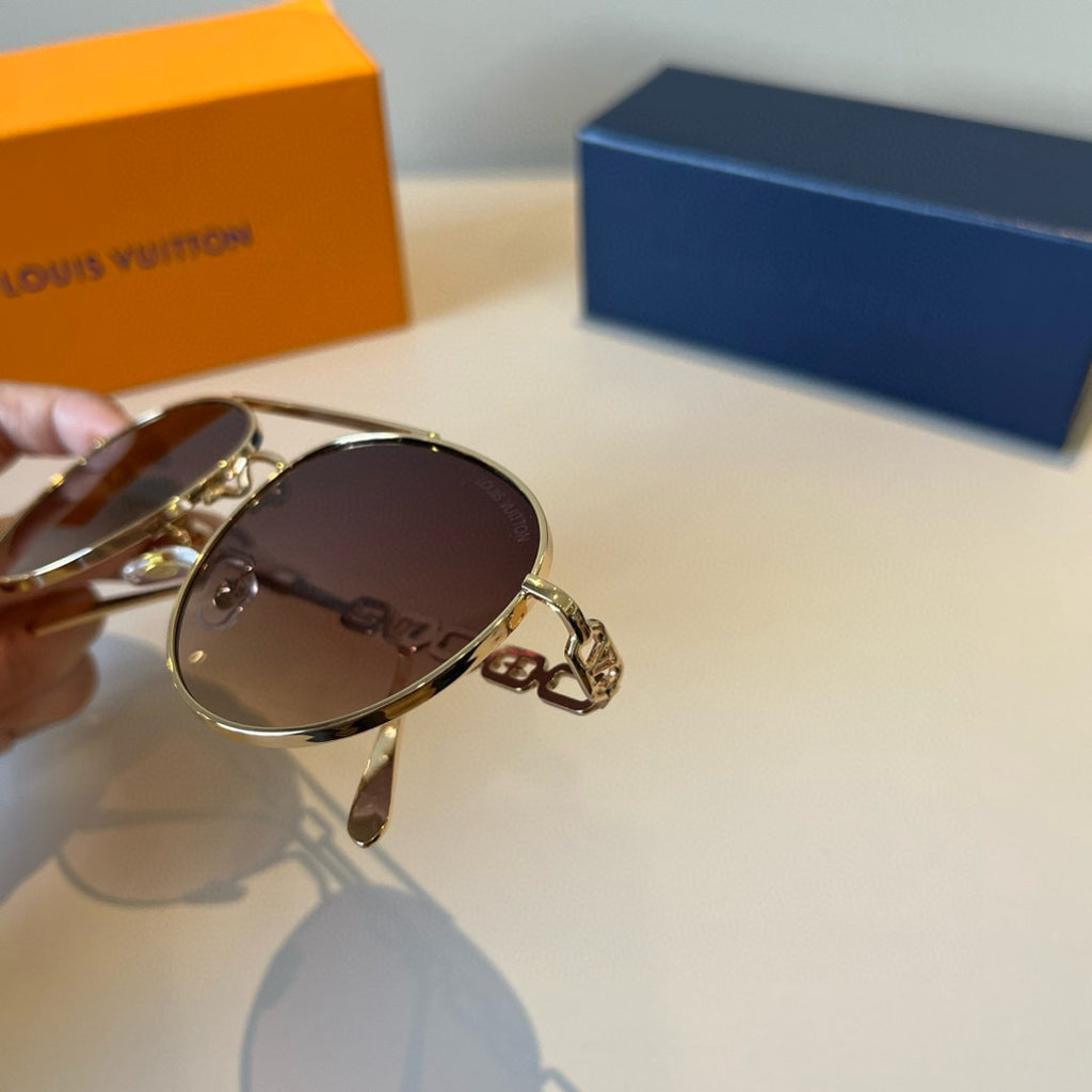 Louis Vuitton Metal Aviator Brown Lens Sunglasses for Men & Women - 866881 - detail image 5