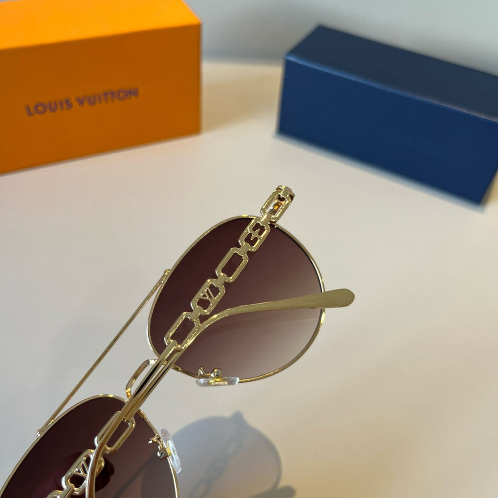 Louis Vuitton Metal Aviator Brown Lens Sunglasses for Men & Women - 866881 - detail image 7