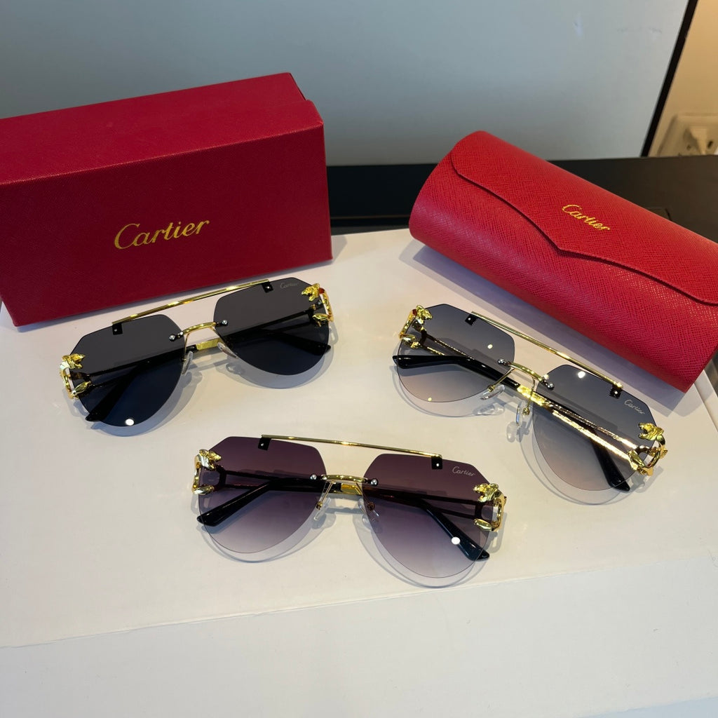 Cartier Lightweight Metal Rimless Red Lens Sunglasses for Men & Women - 867169 - detail image 8
