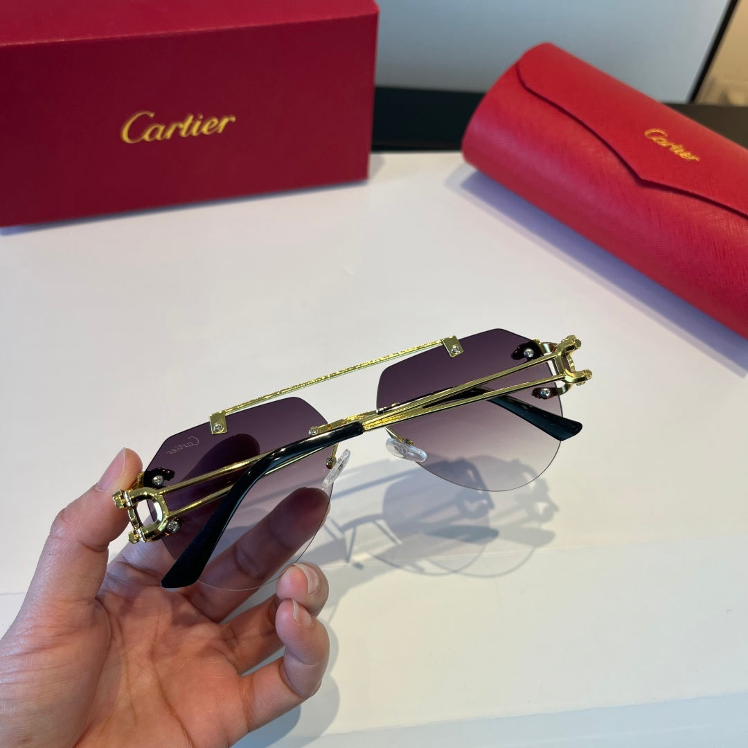 Cartier Lightweight Metal Rimless Silver Lens Sunglasses for Men & Wo - 867168 - detail image 5