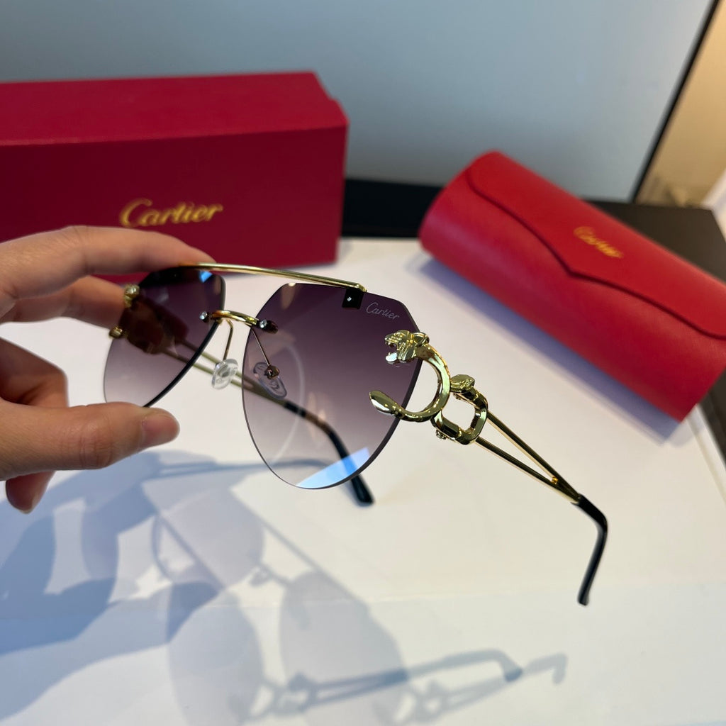 Cartier Lightweight Metal Rimless Silver Lens Sunglasses for Men & Wo - 867168 - detail image 4