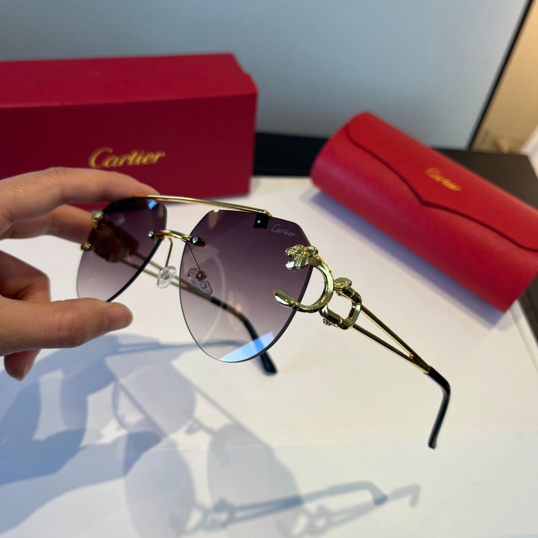 Cartier Lightweight Metal Rimless Silver Lens Sunglasses for Men & Wo - 867168 - detail image 4