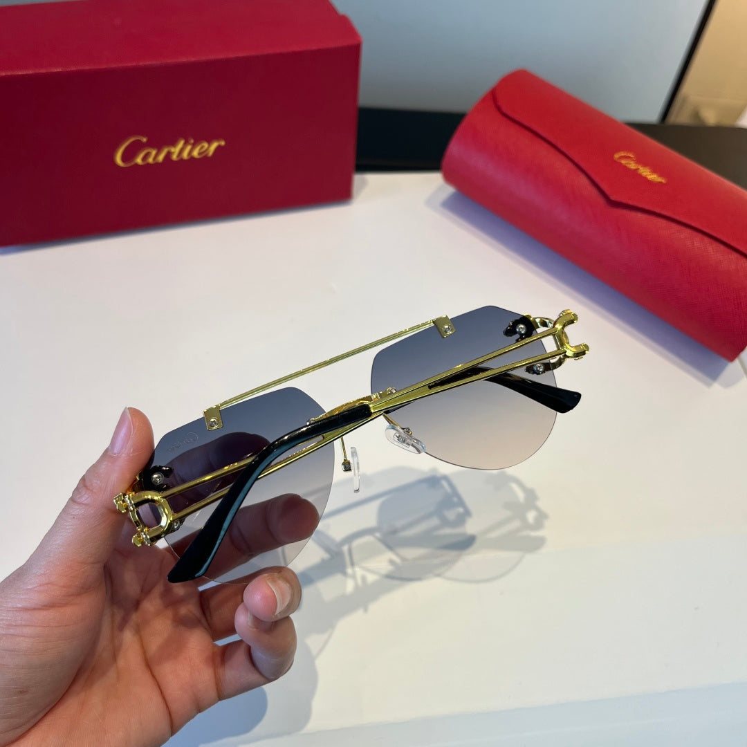 Cartier Lightweight Metal Rimless Red Lens Sunglasses for Men & Women - 867169 - detail image 5