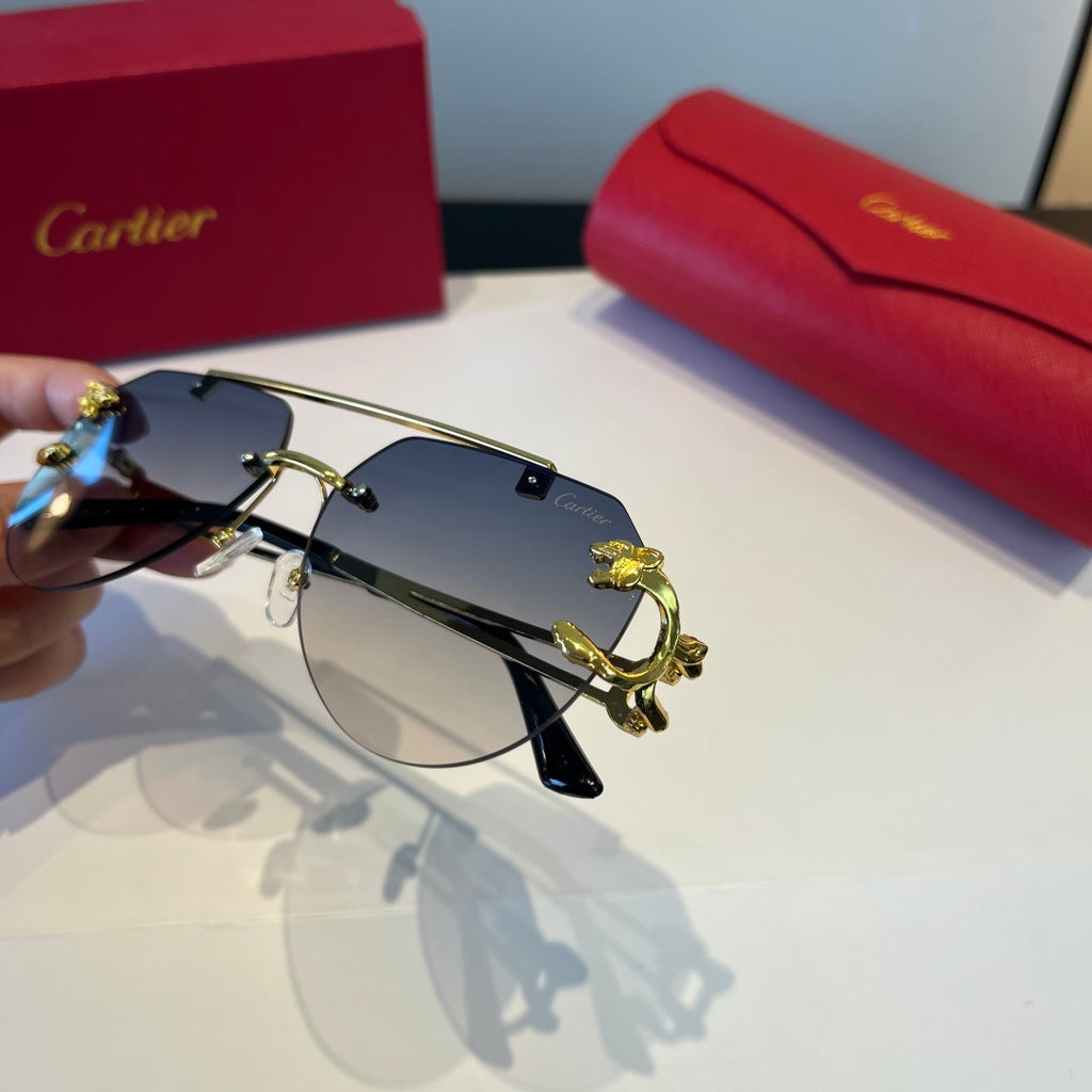 Cartier Lightweight Metal Rimless Red Lens Sunglasses for Men & Women - 867169 - detail image 6