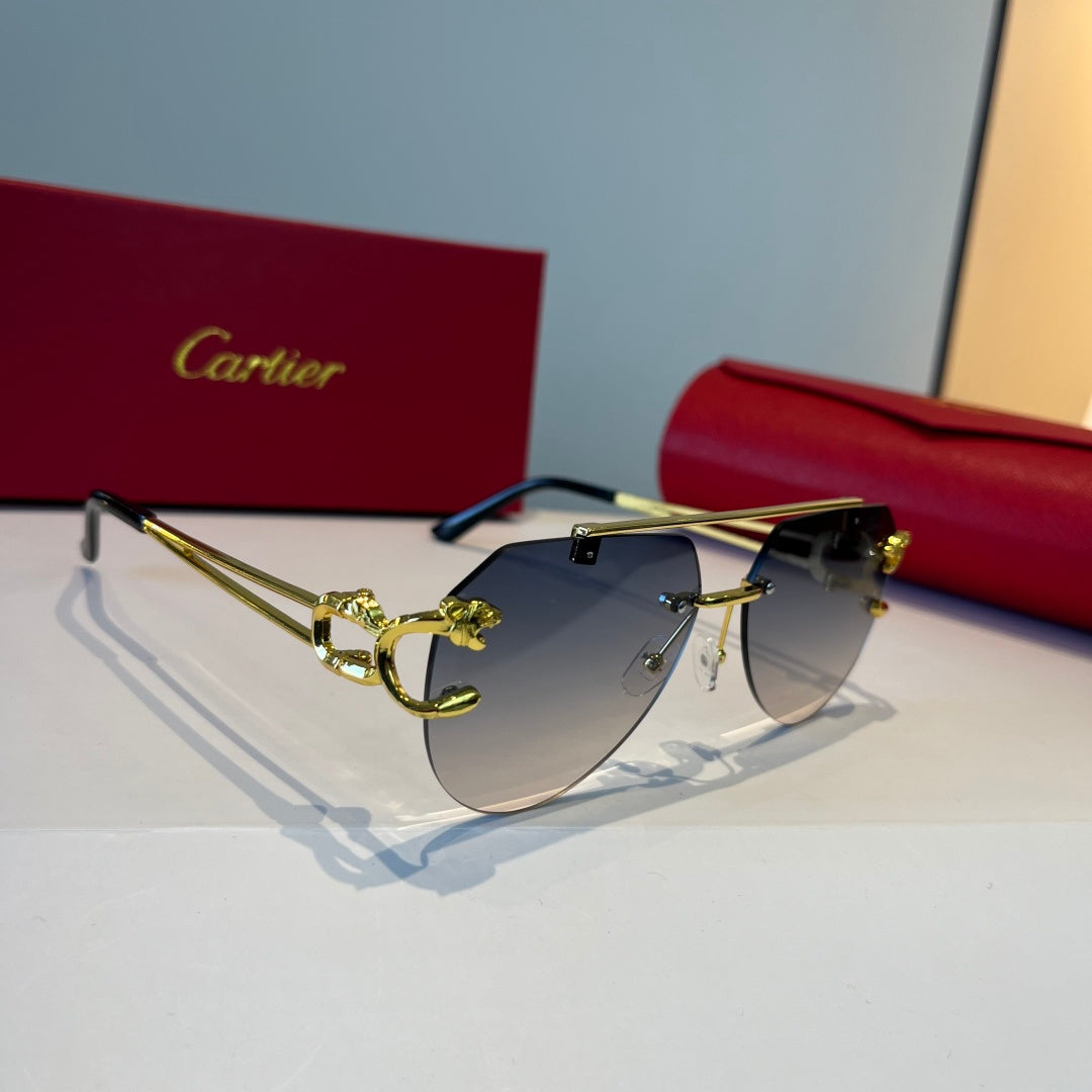 Cartier Lightweight Metal Rimless Red Lens Sunglasses for Men & Women - 867169