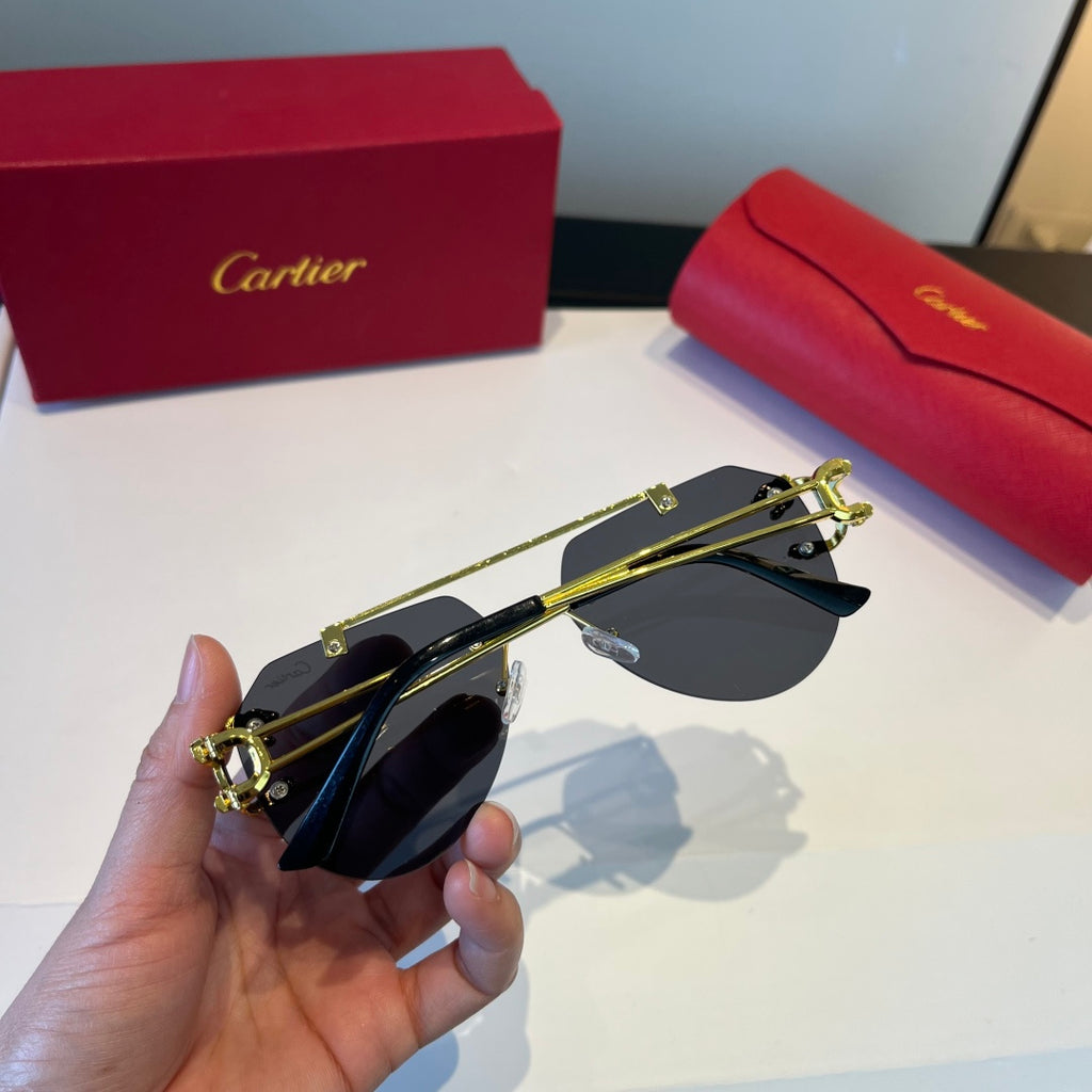 Cartier Lightweight Metal Rimless Silver Lens Sunglasses for Men & Wo - 867170 - detail image 5