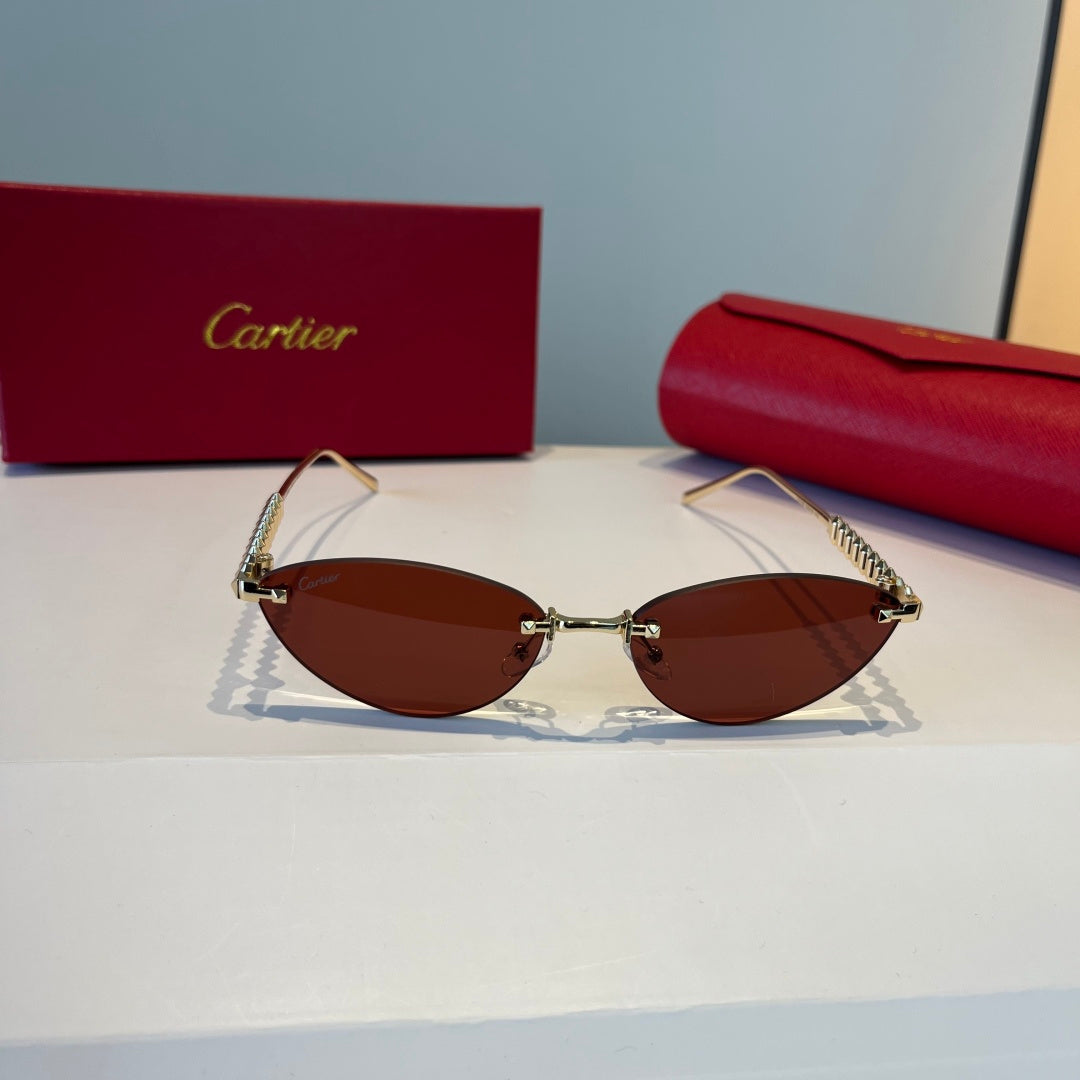 Cartier Lightweight Metal Rimless Red Lens Sunglasses for Men & Women - 998263 - detail image 2