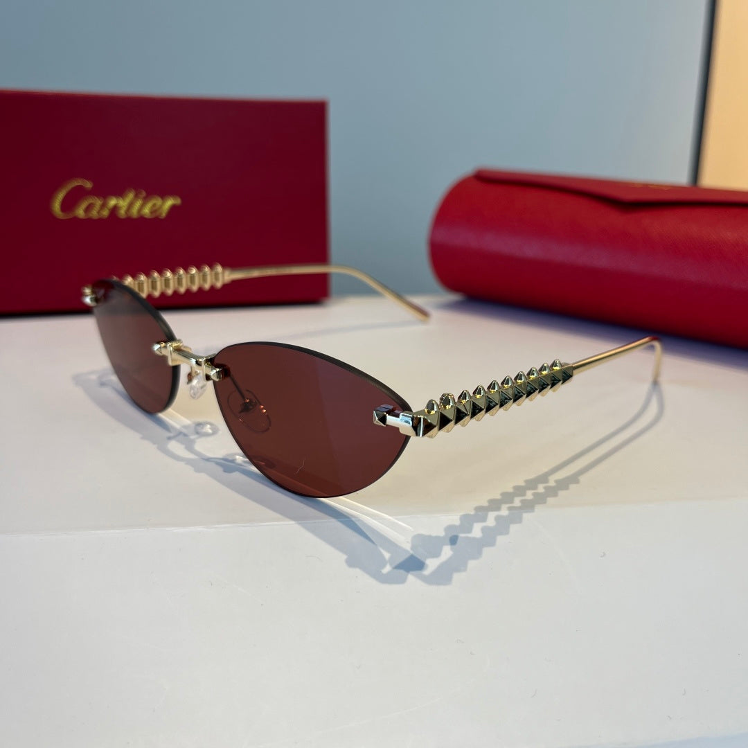 Cartier Lightweight Metal Rimless Red Lens Sunglasses for Men & Women - 998263 - detail image 3