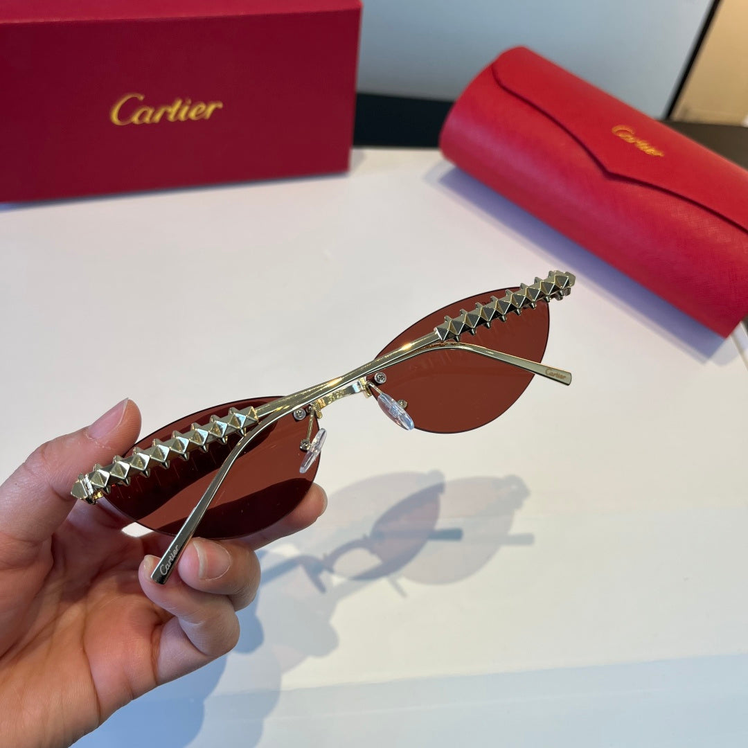 Cartier Lightweight Metal Rimless Red Lens Sunglasses for Men & Women - 998263 - detail image 5