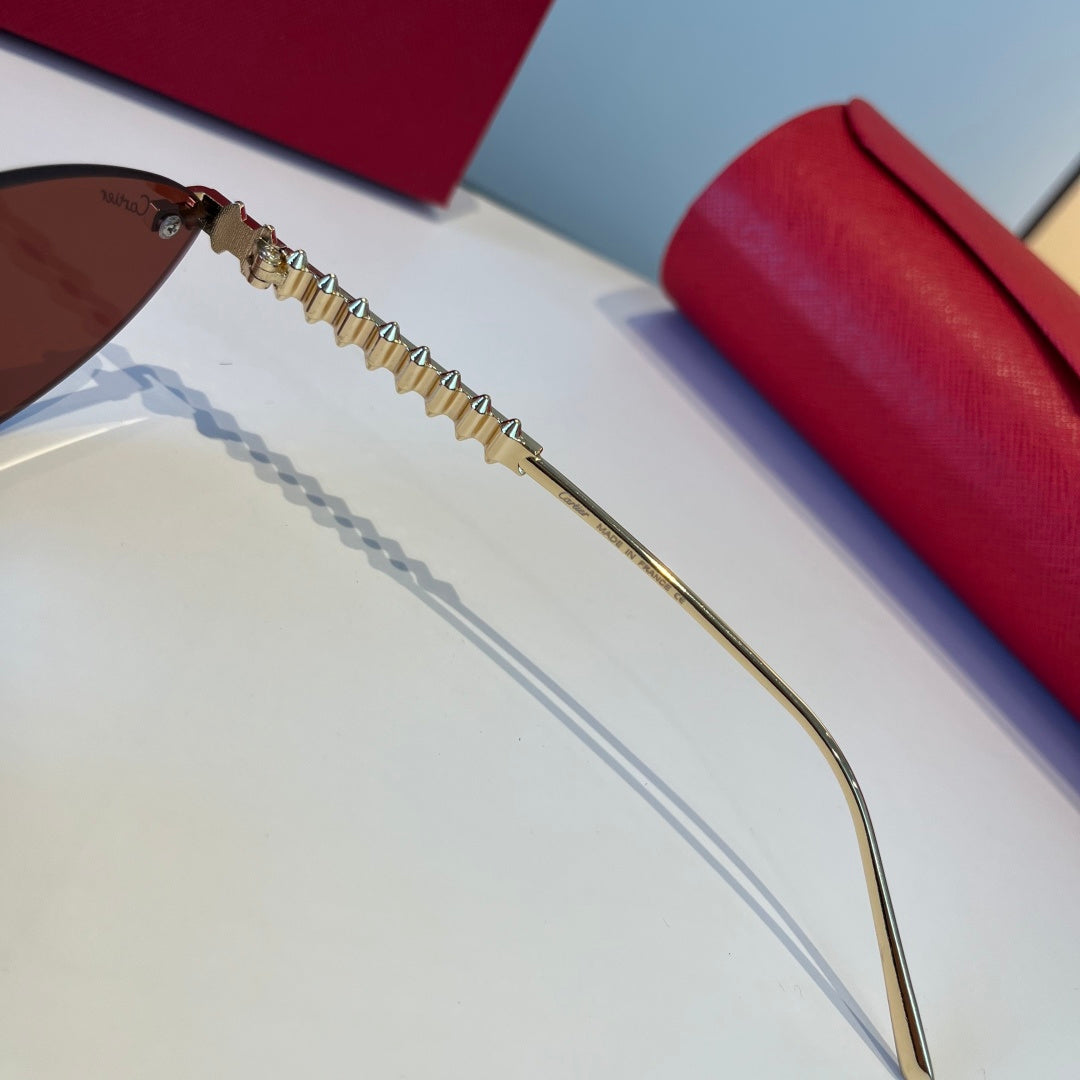 Cartier Lightweight Metal Rimless Red Lens Sunglasses for Men & Women - 998263 - detail image 8