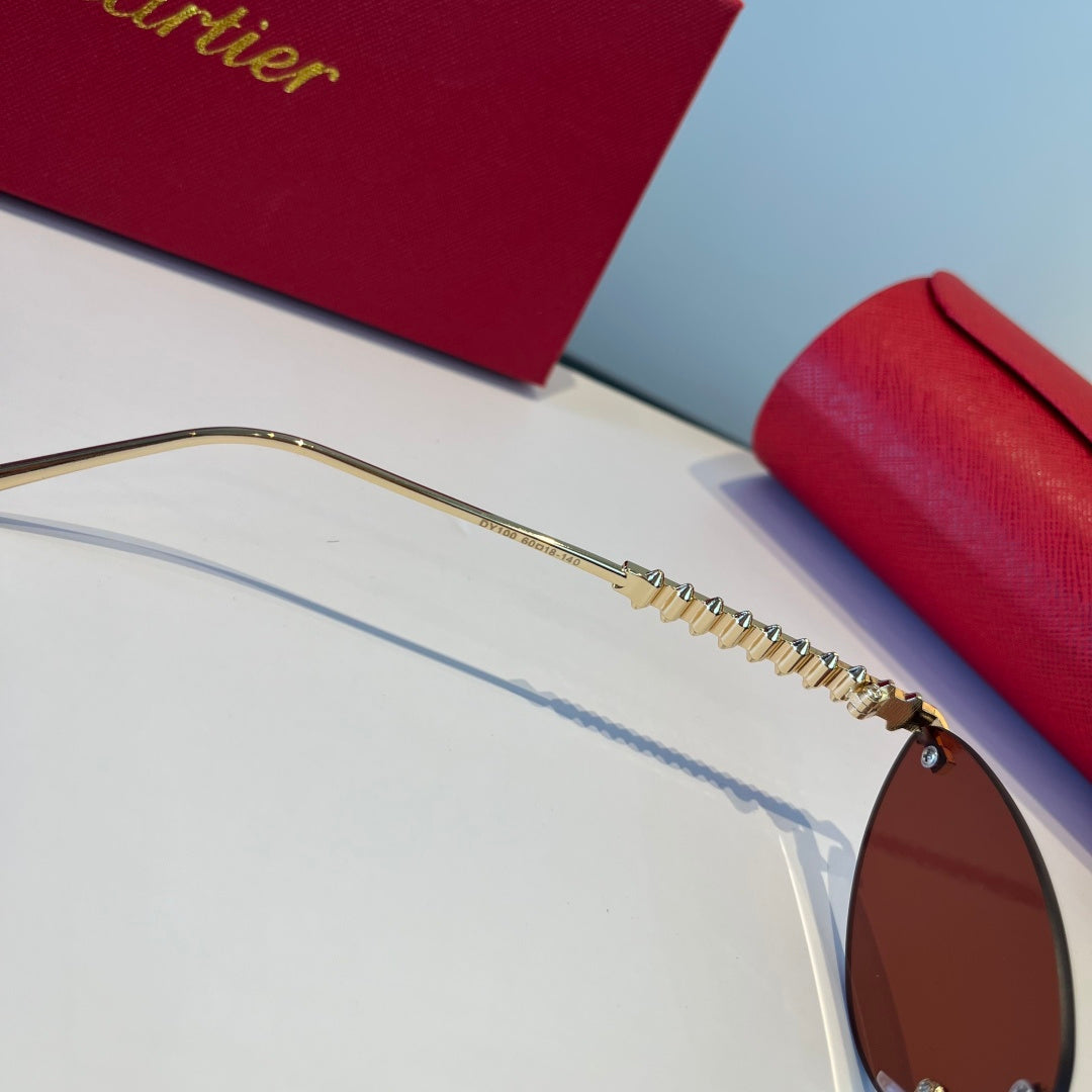 Cartier Lightweight Metal Rimless Red Lens Sunglasses for Men & Women - 998263 - detail image 9