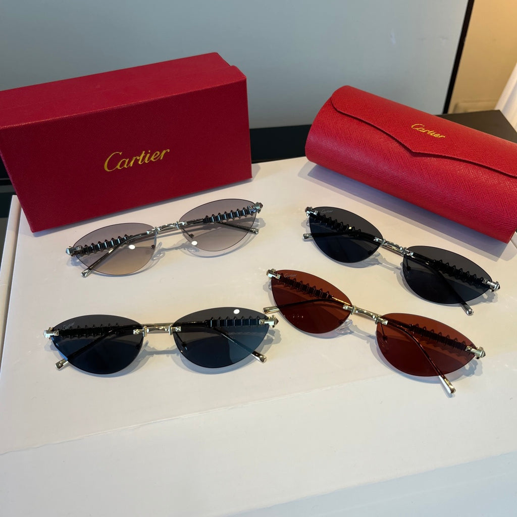 Cartier Lightweight Metal Rimless Silver Lens Sunglasses for Men & Wo - 998265 - detail image 8