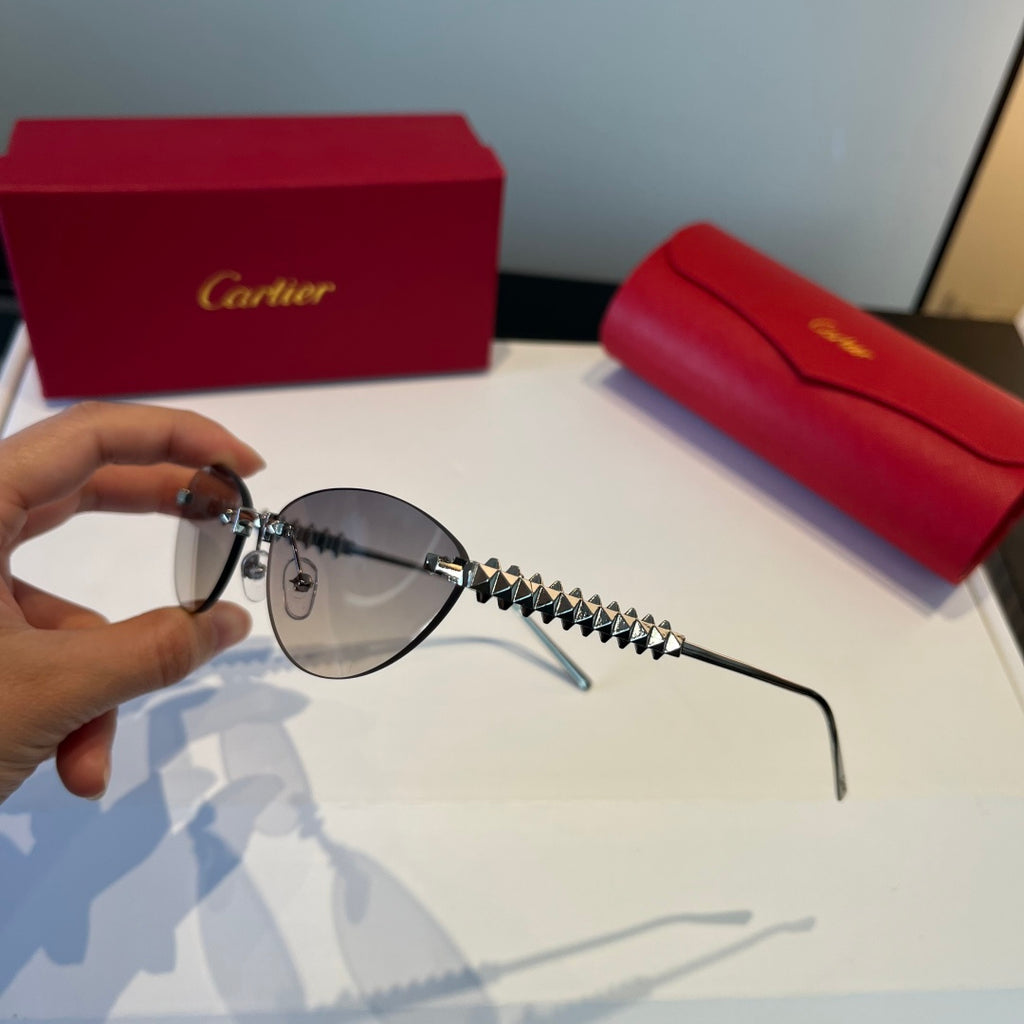 Cartier Lightweight Metal Rimless Silver Lens Sunglasses for Men & Wo - 998264 - detail image 5