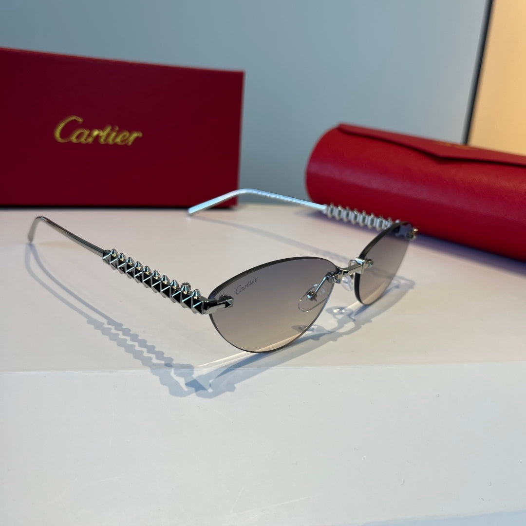 Cartier Lightweight Metal Rimless Silver Lens Sunglasses for Men & Wo - 998264
