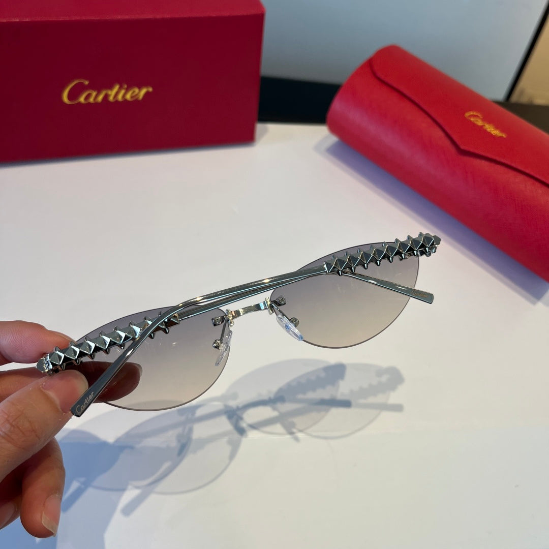 Cartier Lightweight Metal Rimless Silver Lens Sunglasses for Men & Wo - 867185 - detail image 6