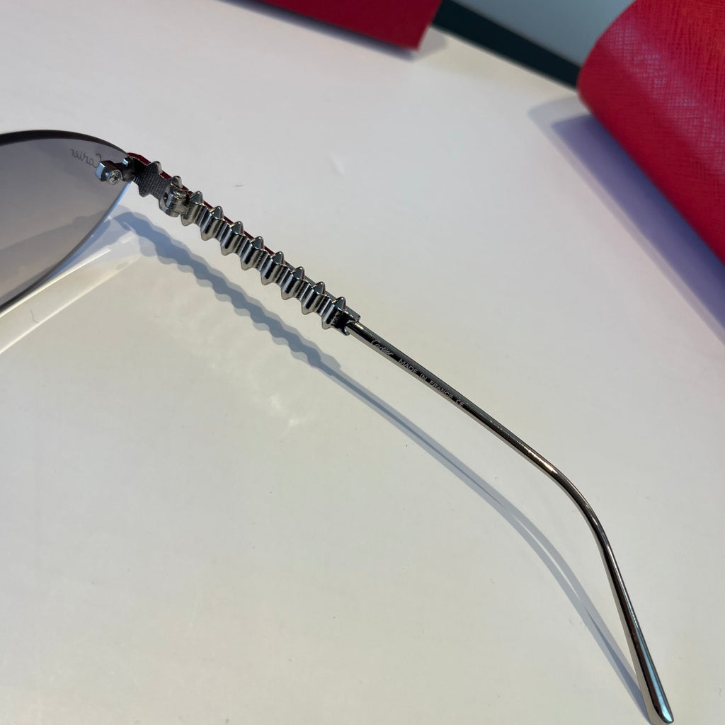 Cartier Lightweight Metal Rimless Silver Lens Sunglasses for Men & Wo - 998264 - detail image 7