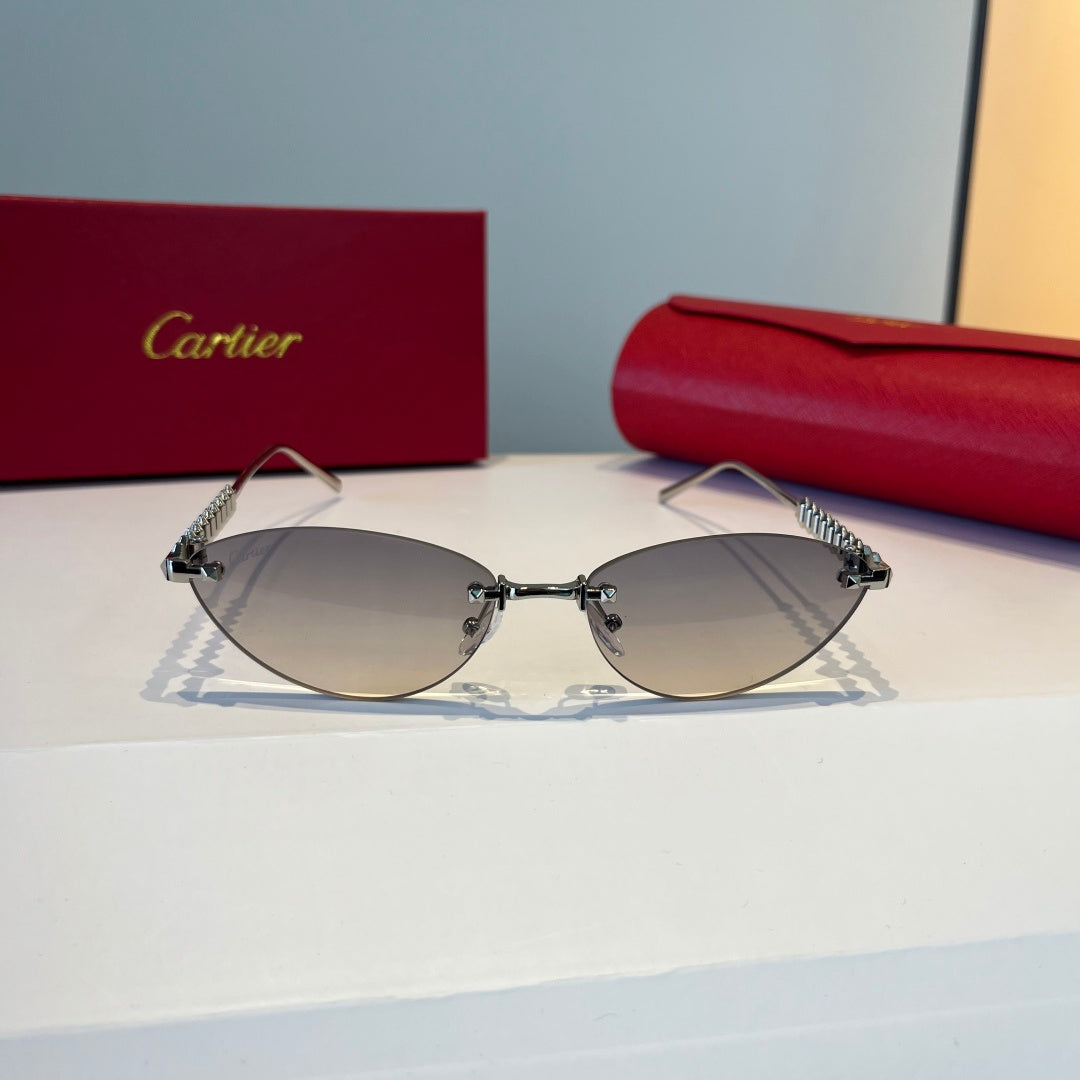 Cartier Lightweight Metal Rimless Silver Lens Sunglasses for Men & Wo - 998264 - detail image 2