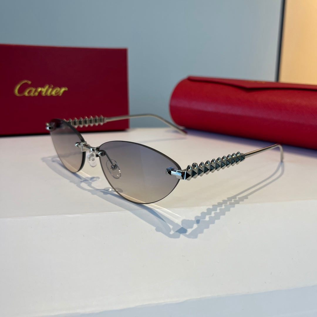 Cartier Lightweight Metal Rimless Silver Lens Sunglasses for Men & Wo - 867185 - detail image 3