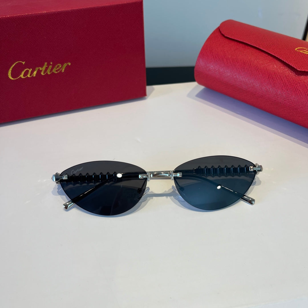 Cartier Lightweight Metal Rimless Silver Lens Sunglasses for Men & Wo - 867186 - detail image 4