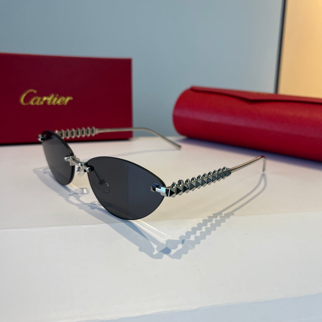 Cartier Lightweight Metal Rimless Silver Lens Sunglasses for Men & Wo - 867186 - detail image 3