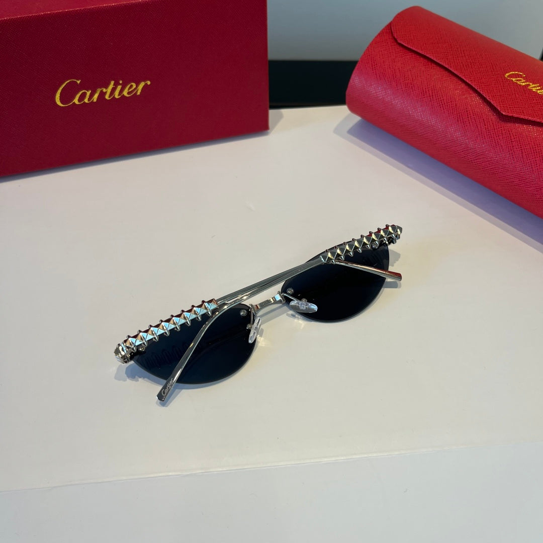 Cartier Lightweight Metal Rimless Silver Lens Sunglasses for Men & Wo - 867186 - detail image 5