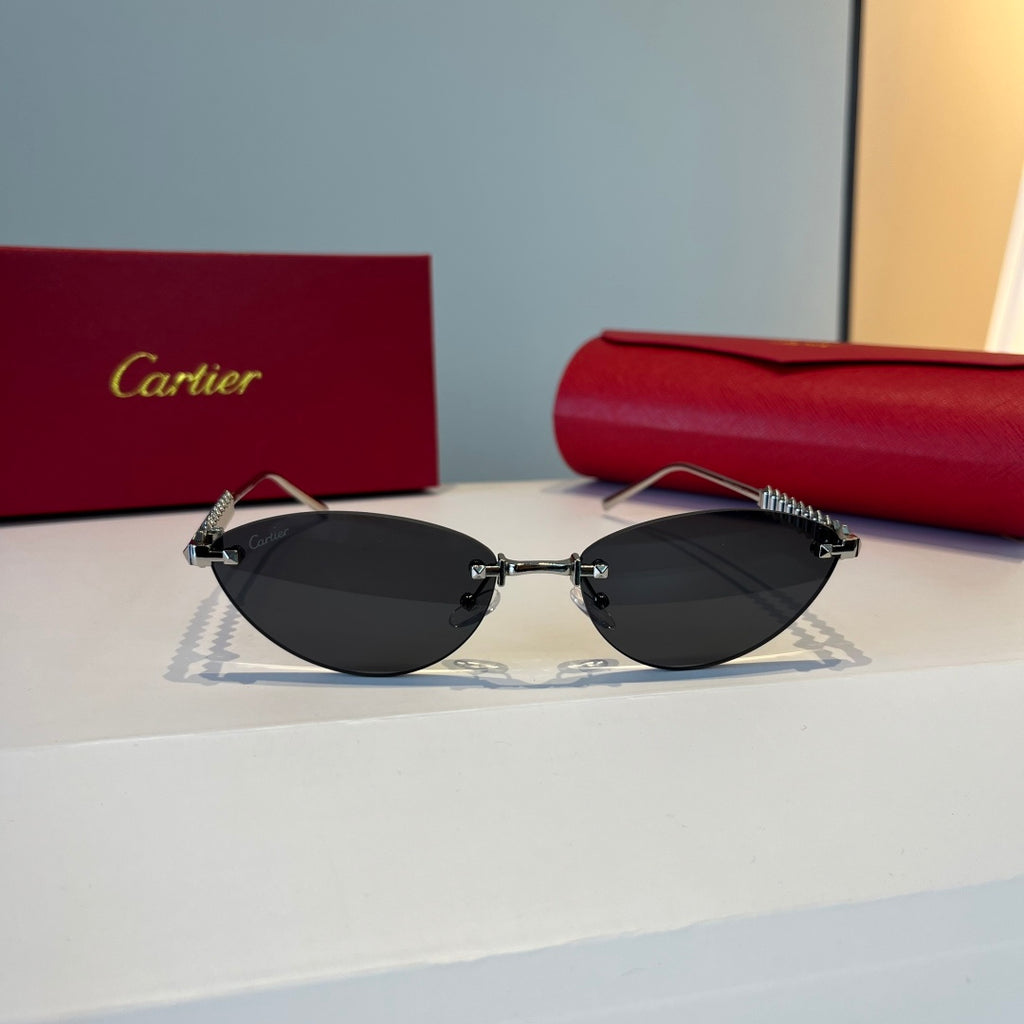 Cartier Lightweight Metal Rimless Silver Lens Sunglasses for Men & Wo - 998265 - detail image 2