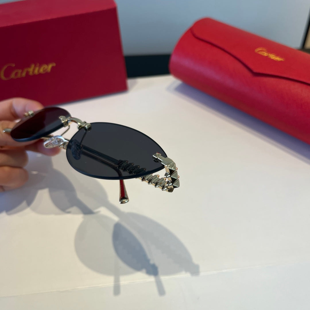 Cartier Lightweight Metal Rimless Silver Lens Sunglasses for Men & Wo - 867187 - detail image 5