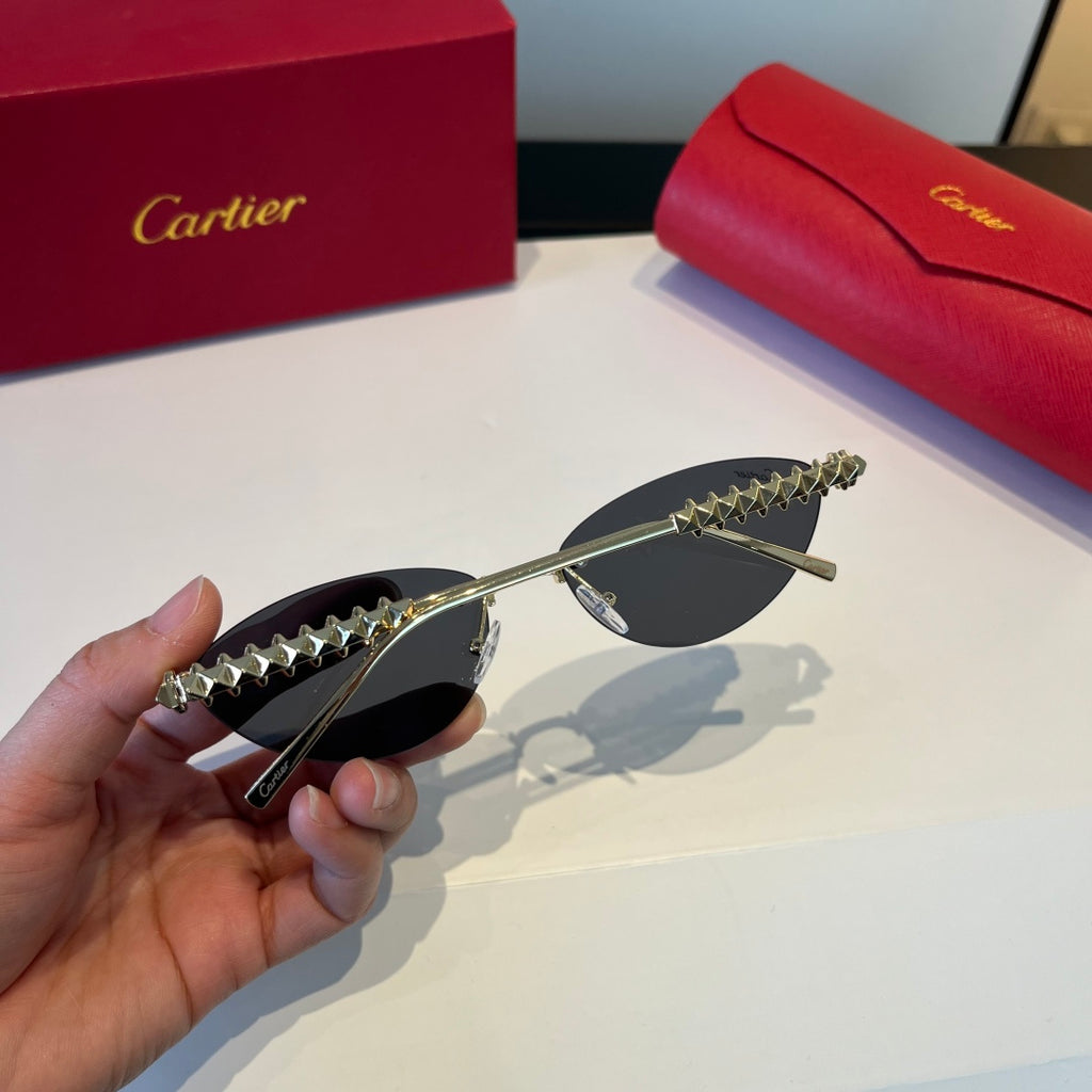 Cartier Lightweight Metal Rimless Silver Lens Sunglasses for Men & Wo - 998266 - detail image 4