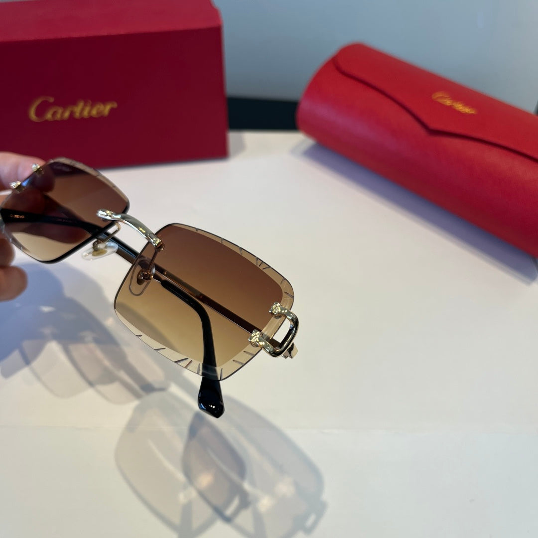 Cartier Lightweight Metal Rimless Brown Lens Sunglasses for Men & Wom - 465799 - detail image 6