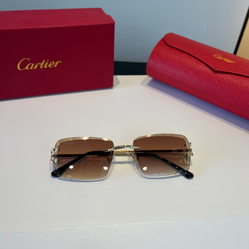 Cartier Lightweight Metal Rimless Brown Lens Sunglasses for Men & Wom - 398986 - detail image 7