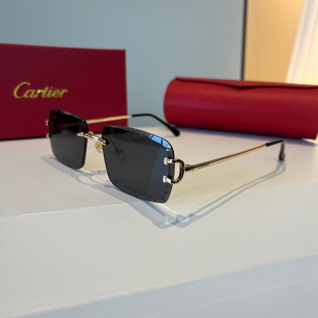 Cartier Lightweight Metal Rimless Black Lens Sunglasses for Men & Wom - 398987 - detail image 2