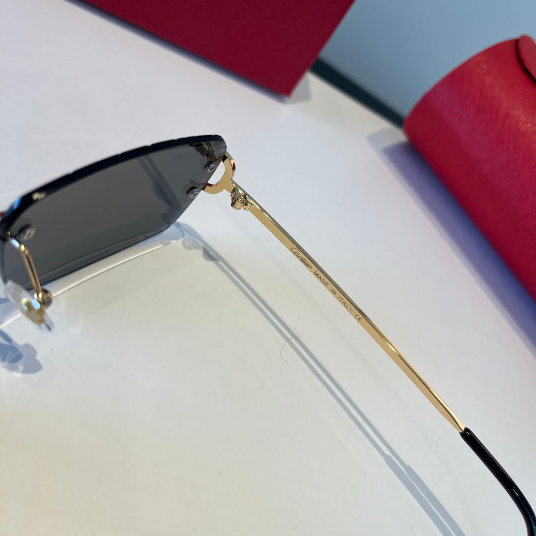 Cartier Lightweight Metal Rimless Black Lens Sunglasses for Men & Wom - 398987 - detail image 3