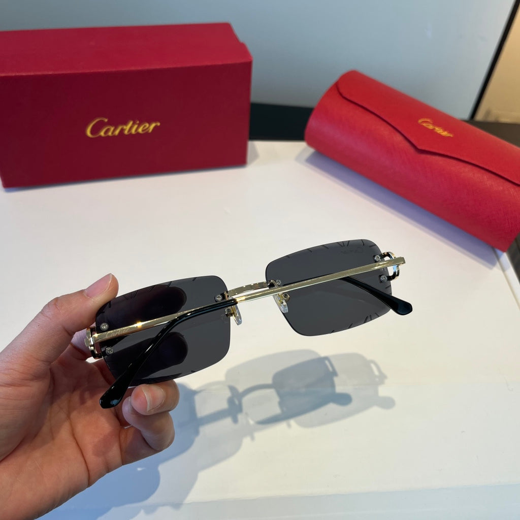 Cartier Lightweight Metal Rimless Black Lens Sunglasses for Men & Wom - 465800 - detail image 4