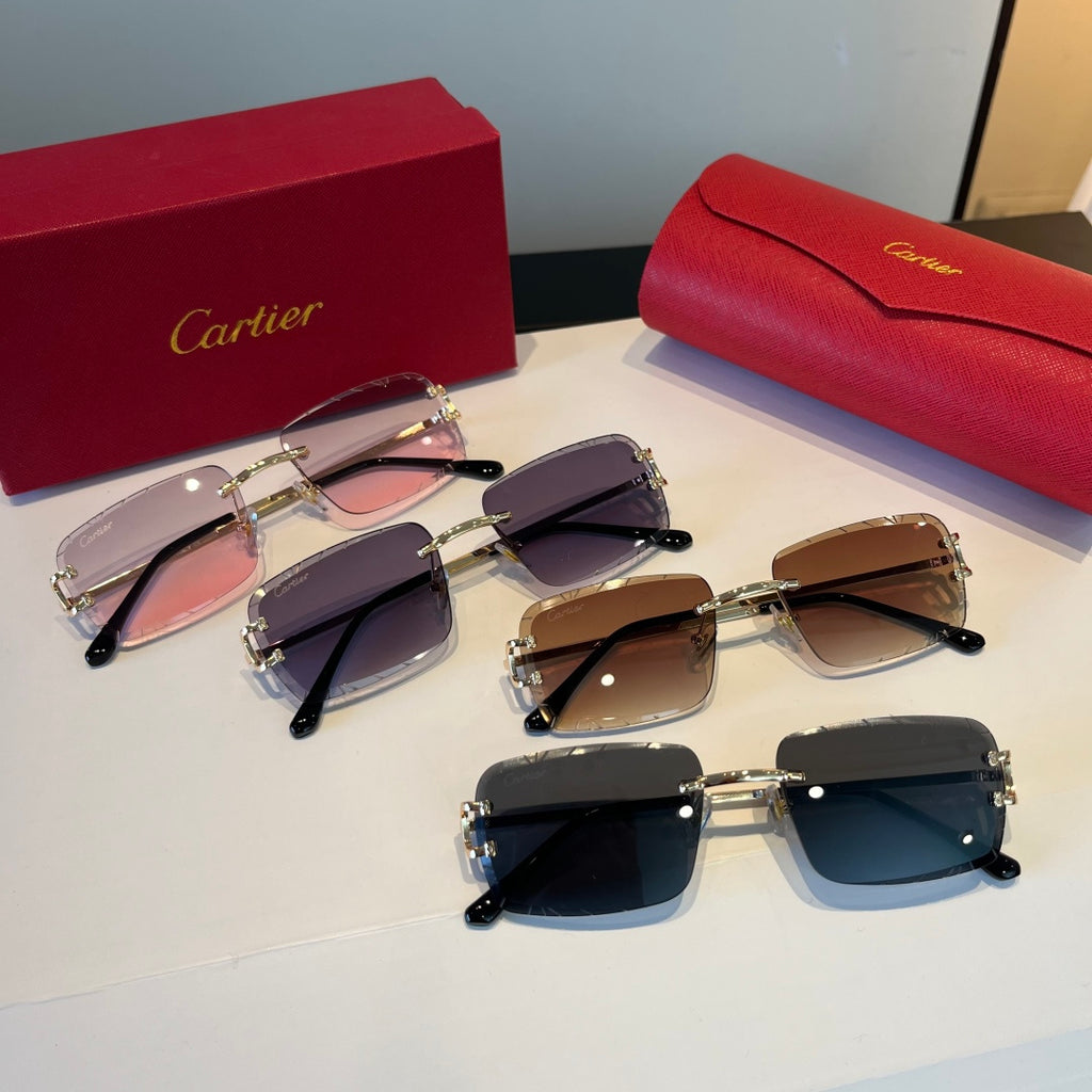 Cartier Lightweight Metal Rimless Black Lens Sunglasses for Men & Wom - 398987 - detail image 7
